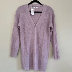 H&M MNG Light Purple Metallic Feminine Cardigan Button Up Sweater